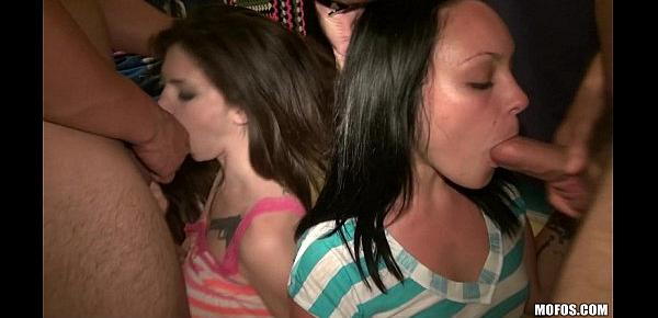  Three young girlfriends play truth or dare that leads to an orgy